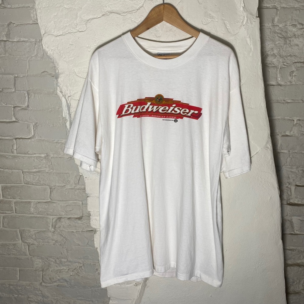 Vintage 1997‎ Budweiser King of Beers T-Shirt Mens XL White
